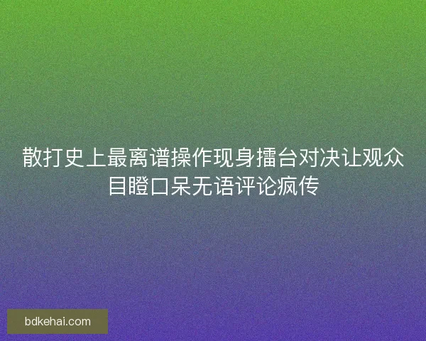 散打史上最离谱操作现身擂台对决让观众目瞪口呆无语评论疯传