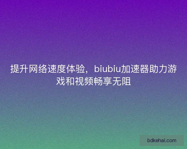 提升网络速度体验，biubiu加速器助力游戏和视频畅享无阻